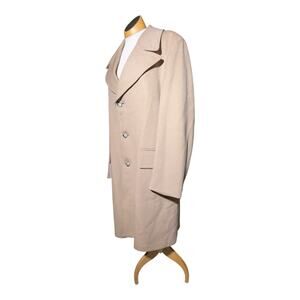 Vtg 1970s Metzroth's Camel Tan Wool Long Single Breasted Button Overcoat 42 L